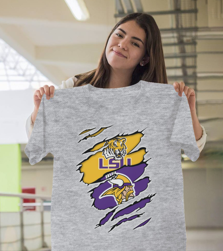 LSU Tigers Vikings Ripped T-Shirt