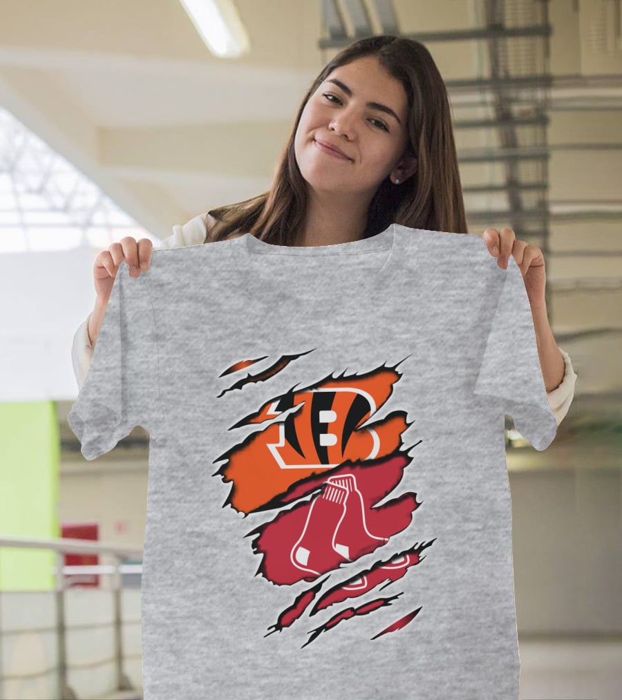 Bengals Redsox Claw Marks Logo Crossover T-Shirt