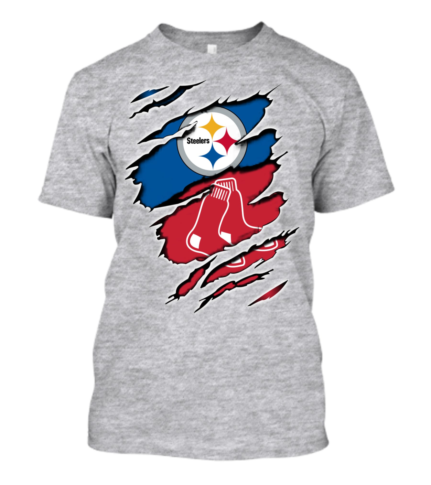 Steelers Redsox Logo Fusion Rip T-Shirt