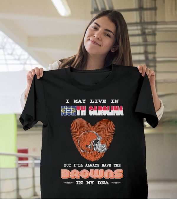 North Carolina Browns Fan Heart Fingerprint Logo Always In My Dna T-Shirt
