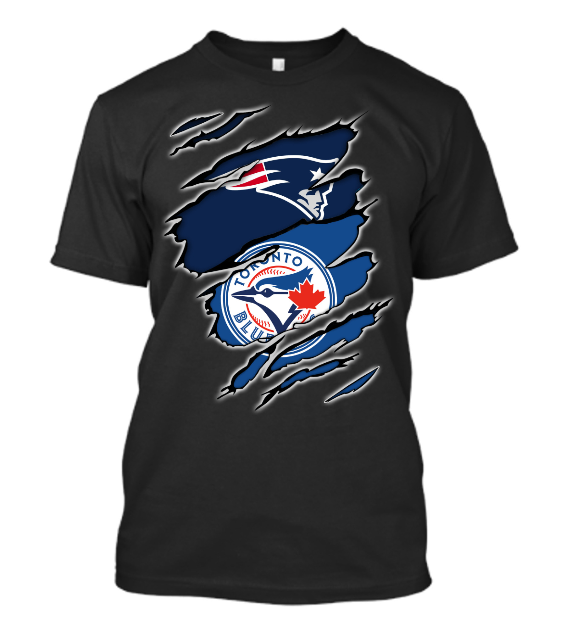 Patriots And Blue Jays Toronto Logo Fusion T-Shirt