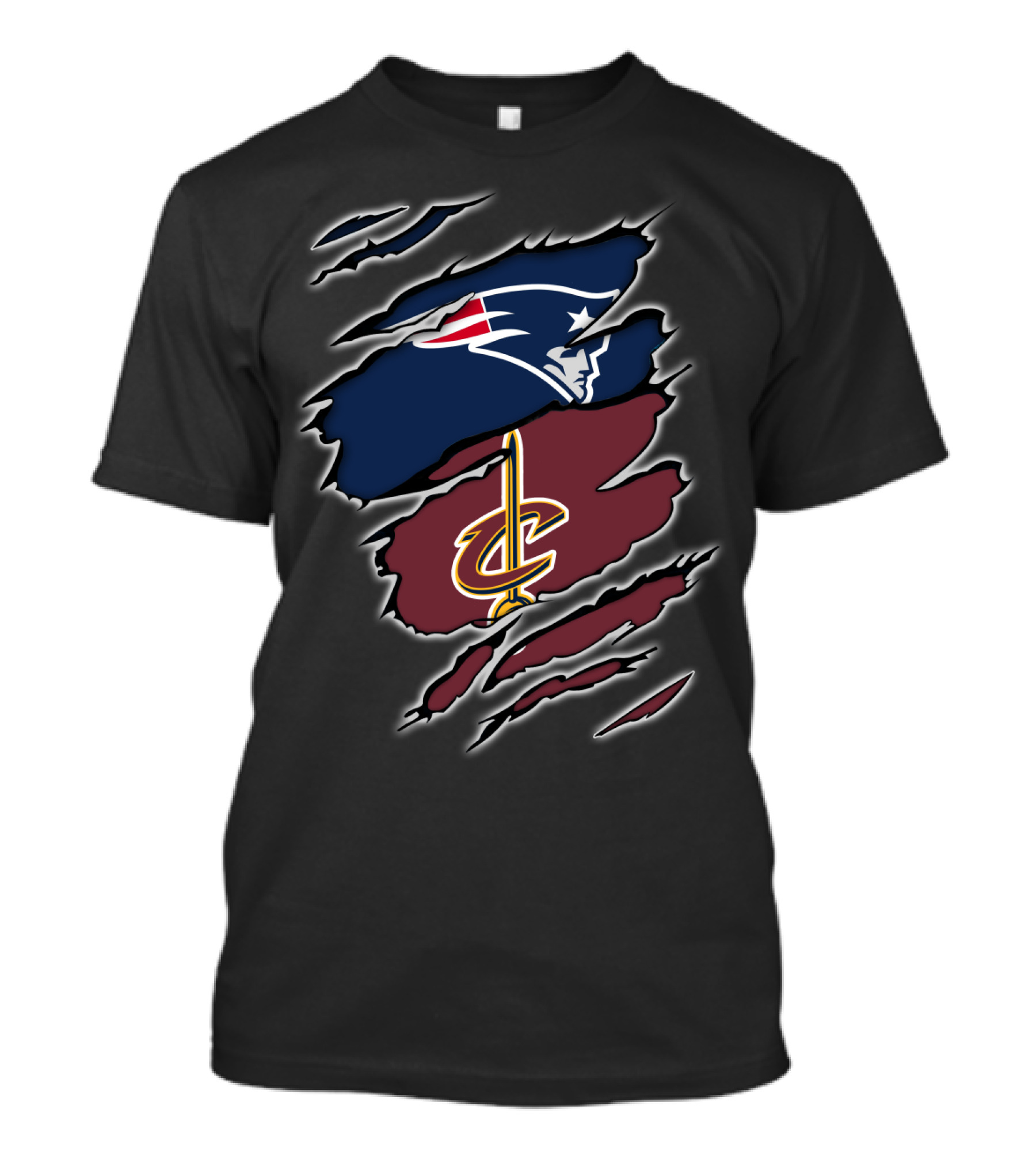 Patriots Cleveland Cavaliers Dual Logo Rip T-Shirt