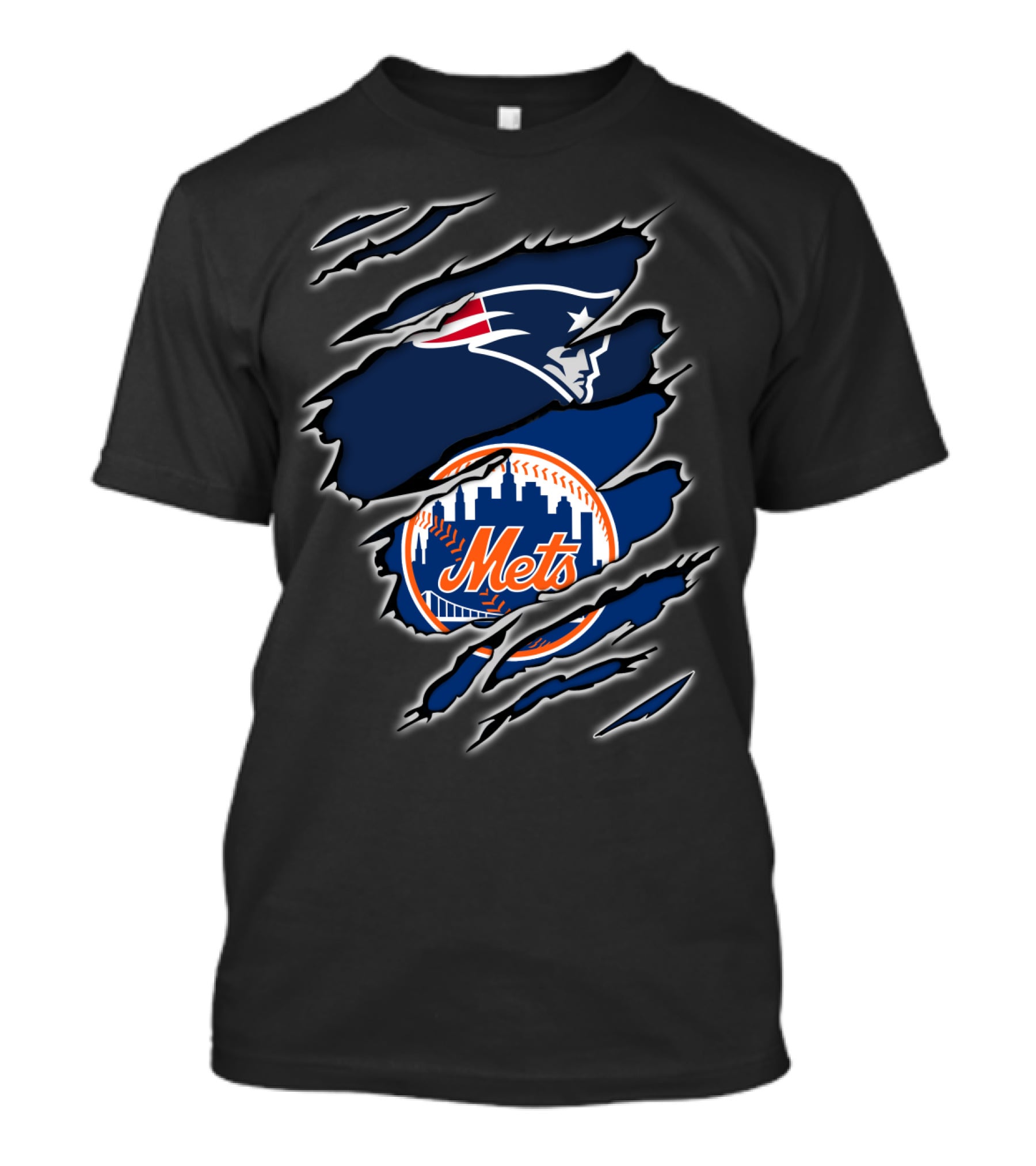 New England Patriots And New York Mets Claw T-Shirt