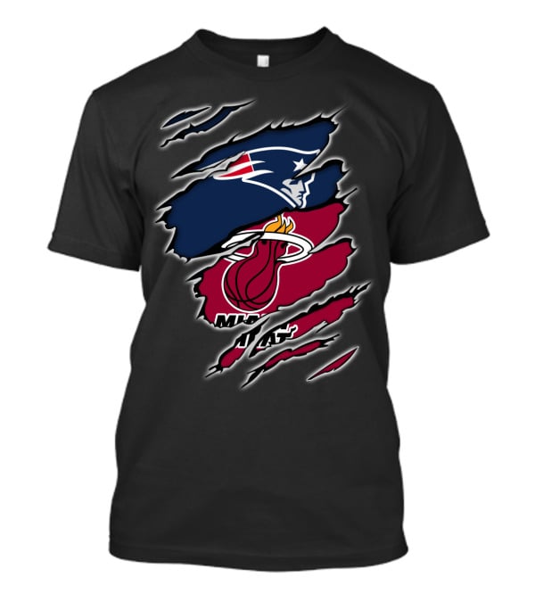 Patriots Miami Heat Logos Combined T-Shirt