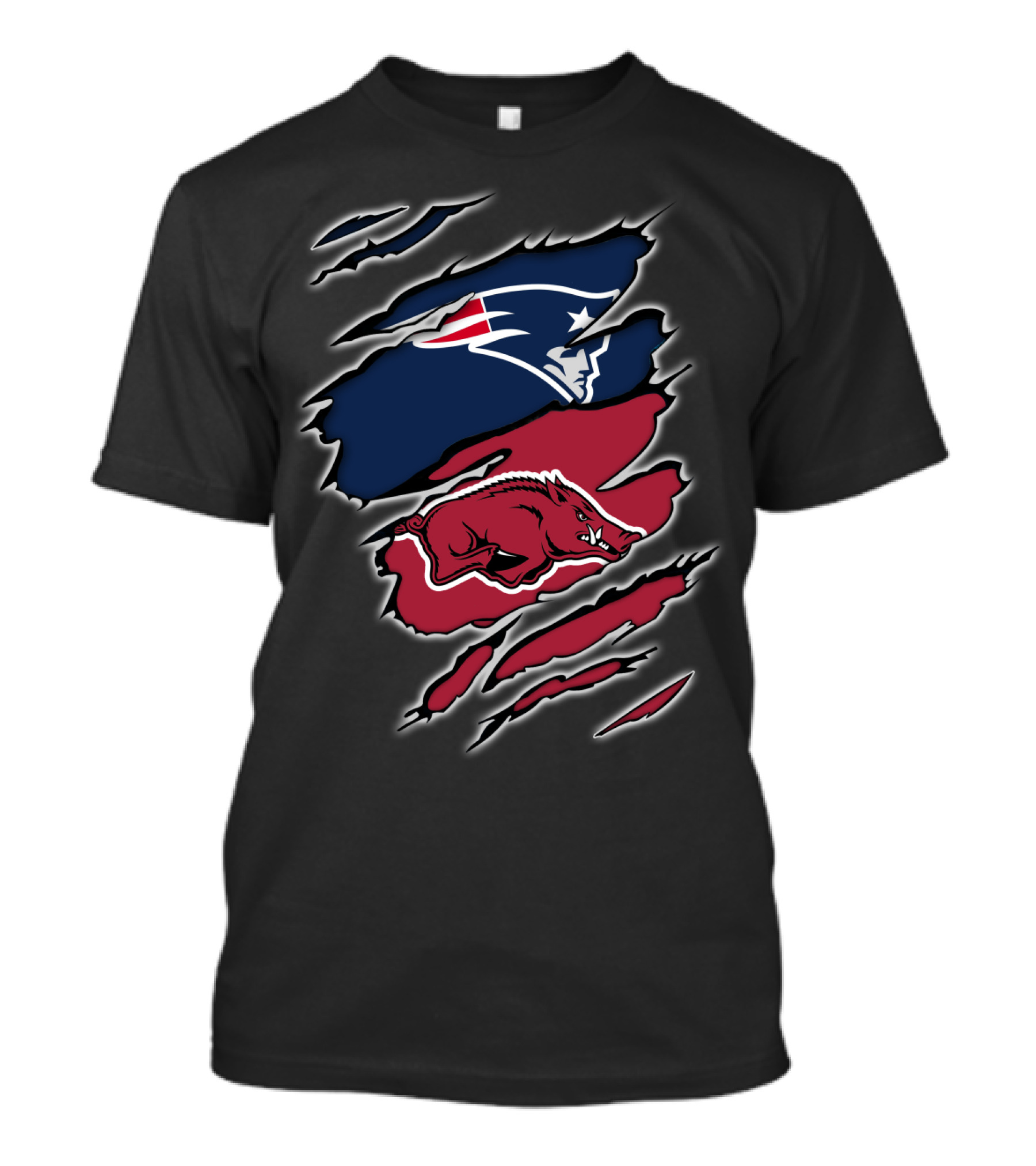 Patriots Razorbacks Ripped Clawmarks T-Shirt