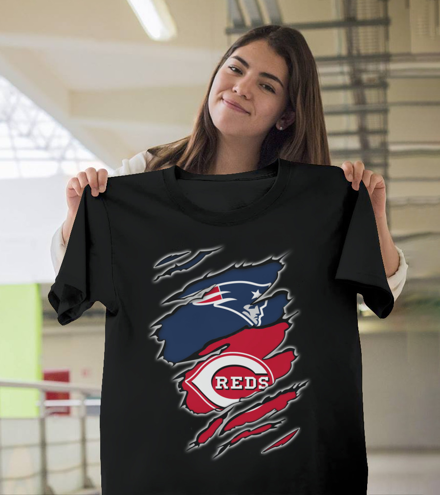 Patriots and Cincinnati Reds Fan Collaboration T-Shirt