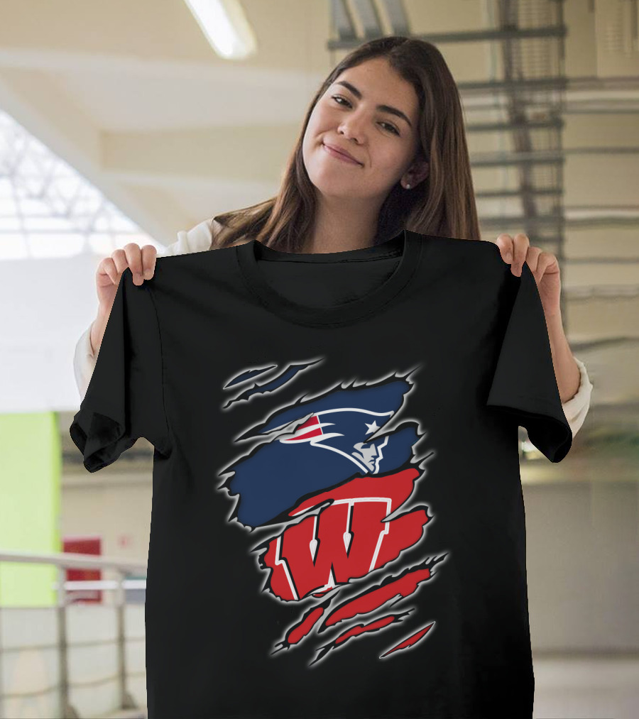 Patriots Wisconsin Badgers Logo Fusion T-Shirt
