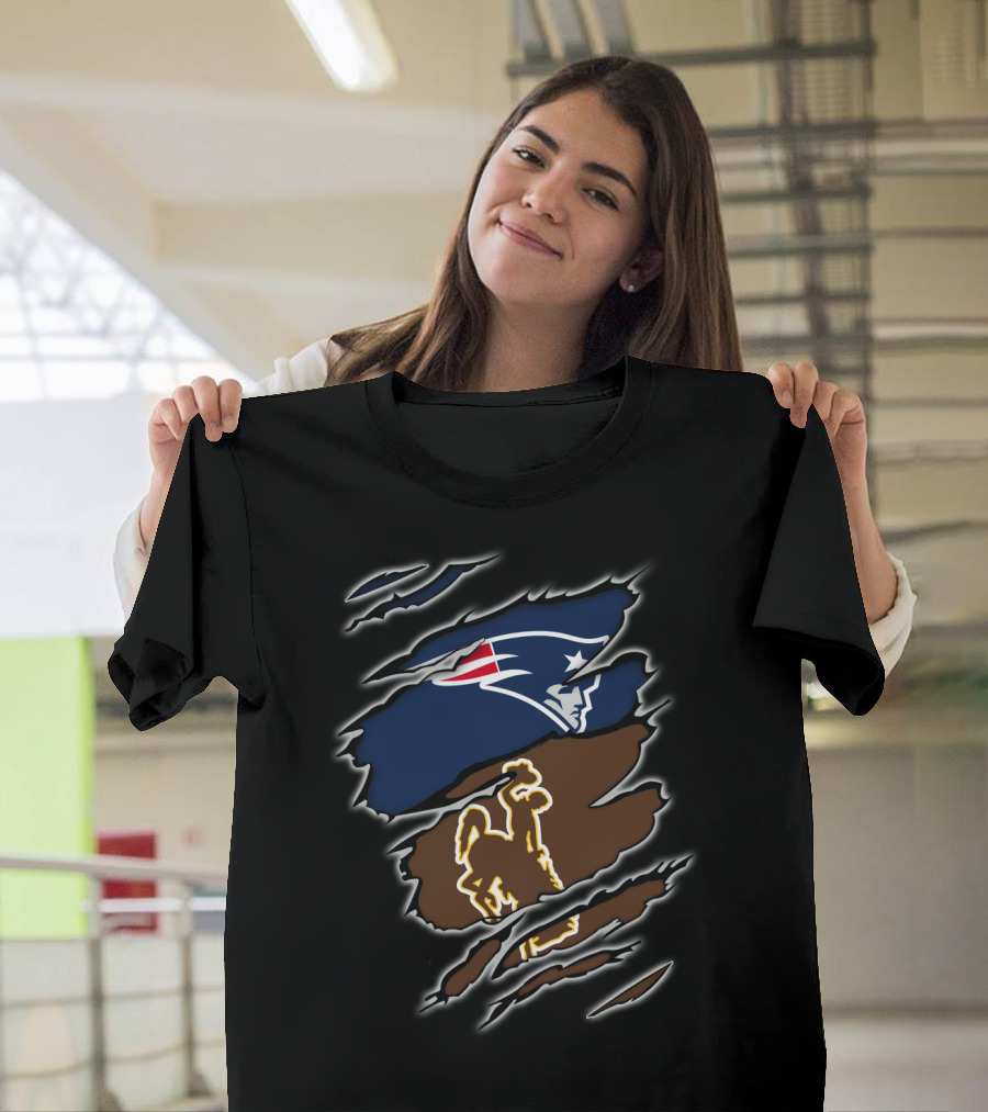 Patriots Logo And Wyoming Cowboy Symbol Fusion T-Shirt