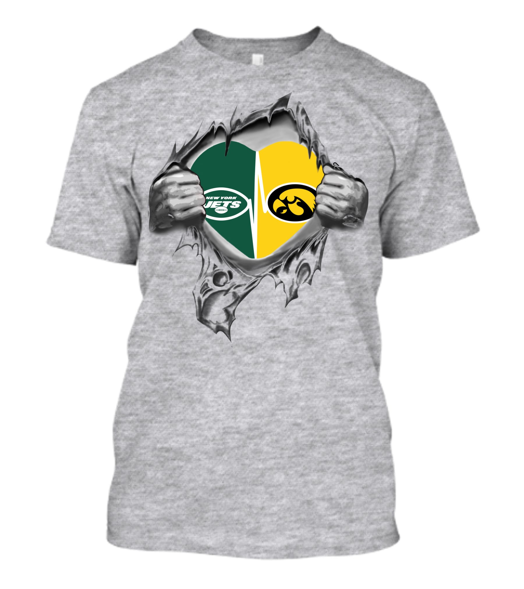 New York Jets Iowa Hawkeyes Heartbeat Fusion T-Shirt