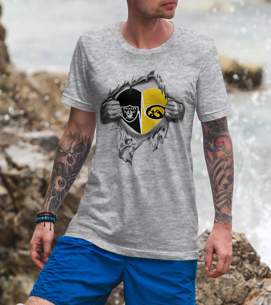 Hawkeyes Raiders Heartbeat Torn T-Shirt