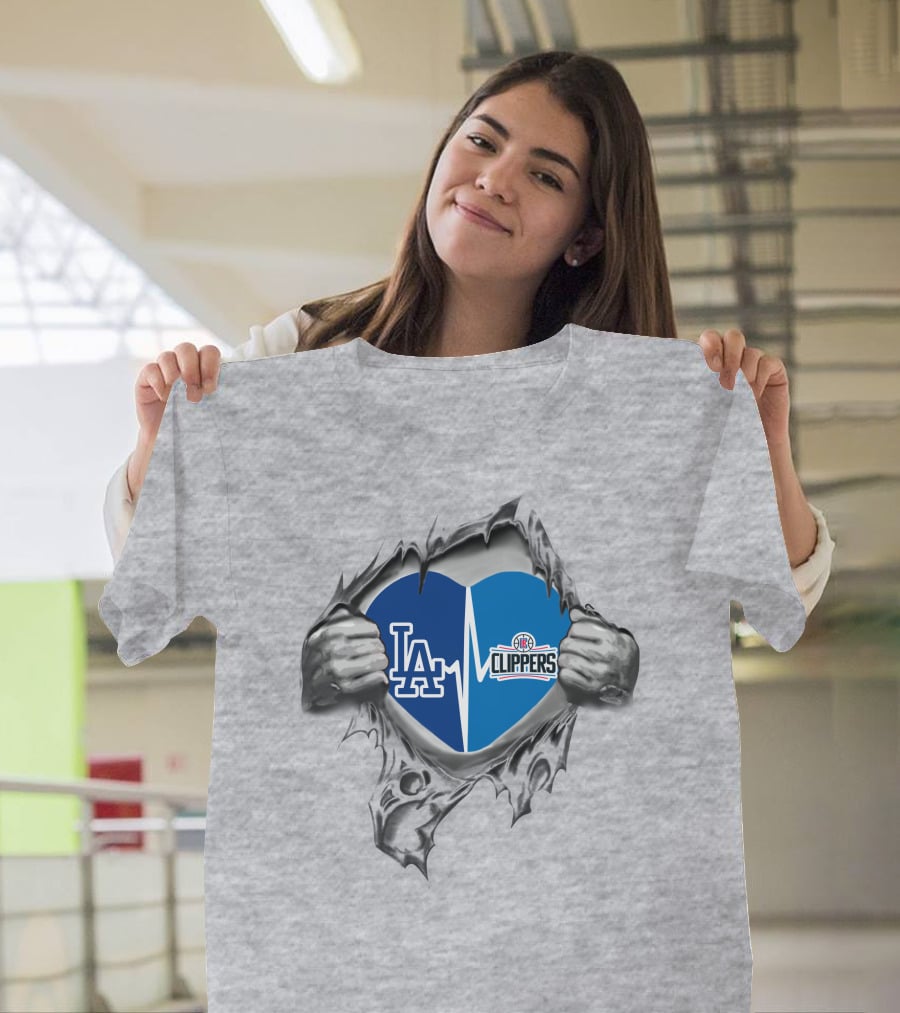 LA Dodgers Clippers Heartbeat Passion T-Shirt