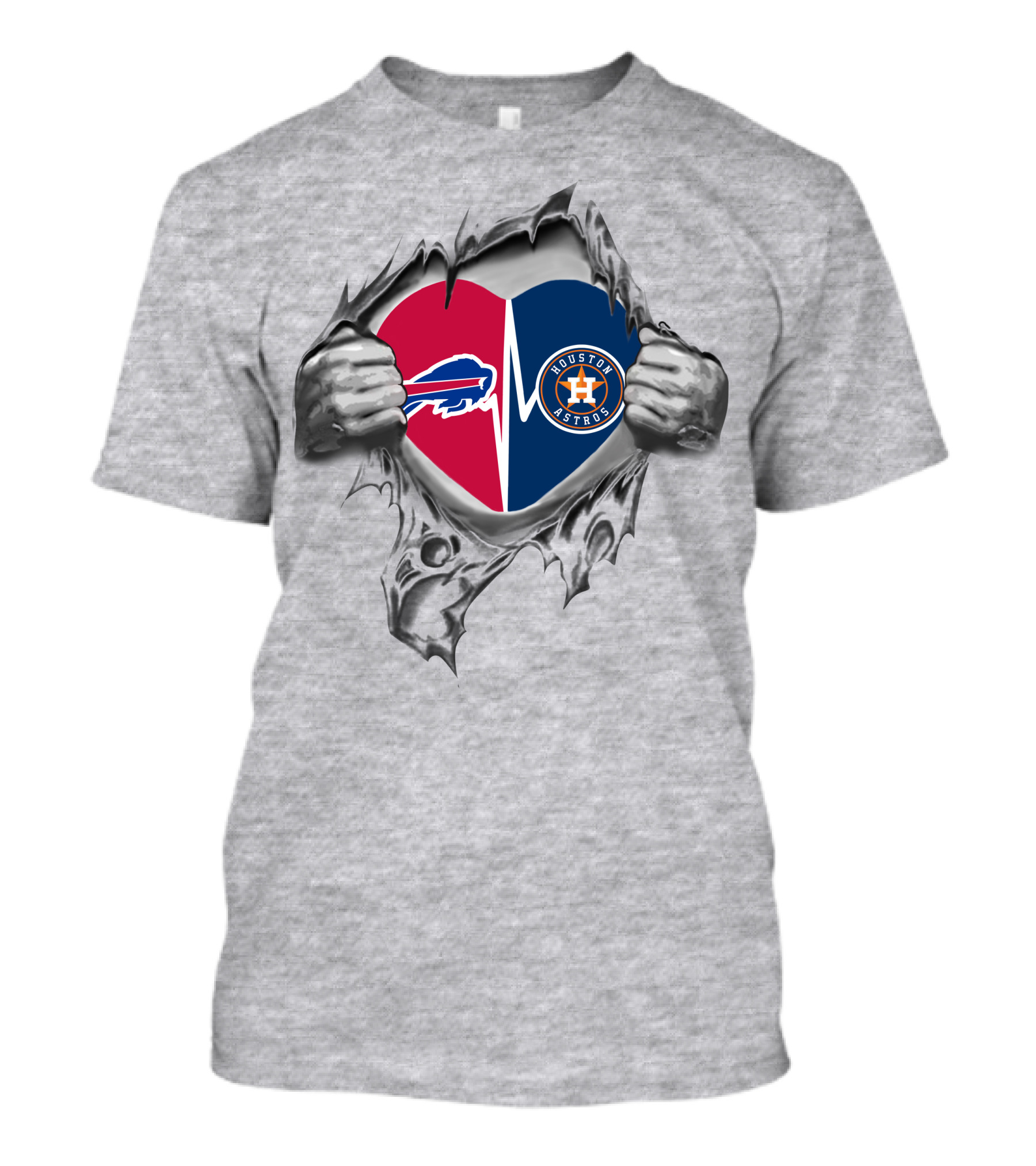 Buffalo Bills Houston Astros Heartbeat Passion Fan Gear T-Shirt