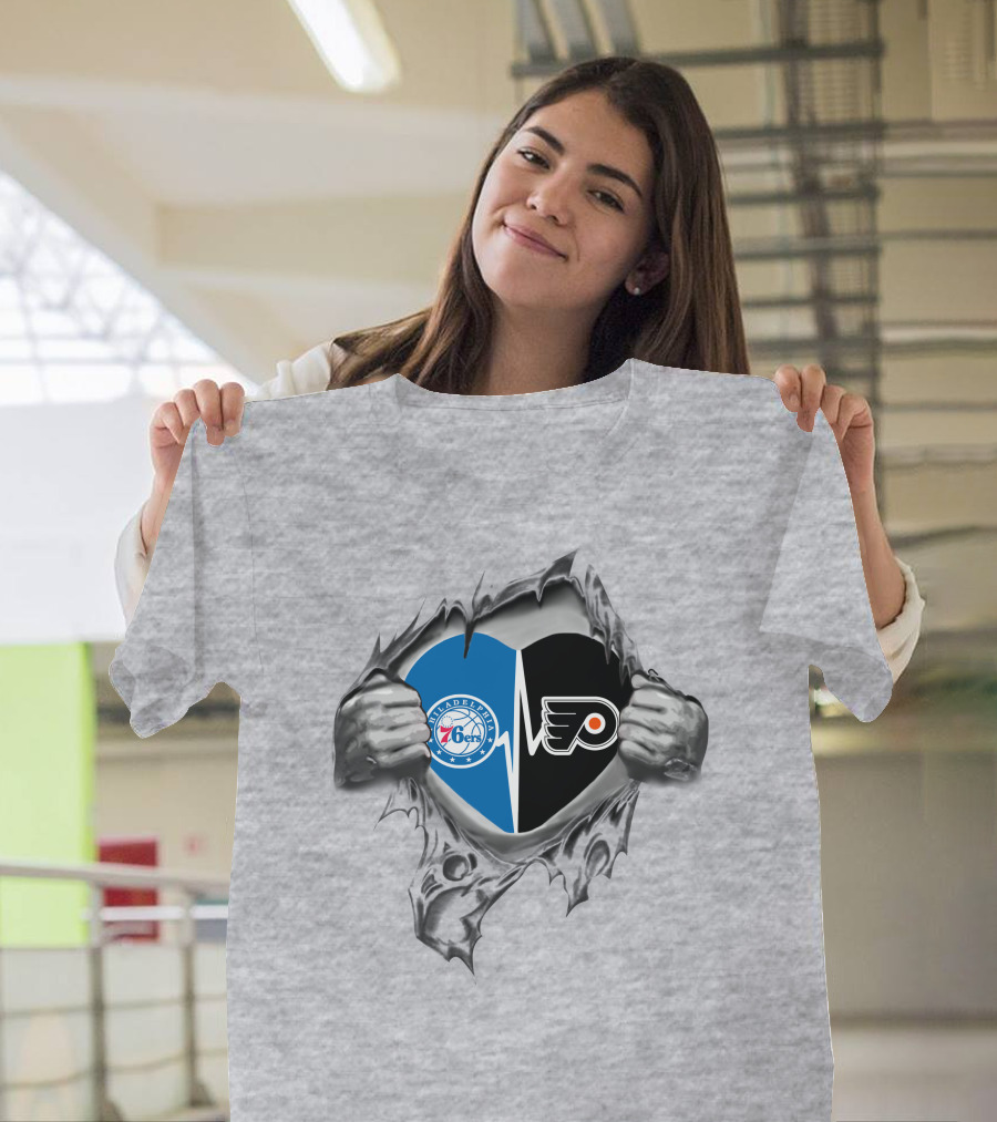 Philadelphia 76ers Flyers Heartbeat Passion T-Shirt