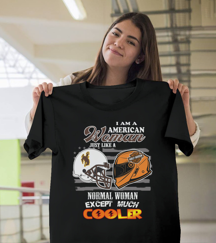 Wyoming Cowboys Harley Davidson Woman American Much Cooler T-Shirt