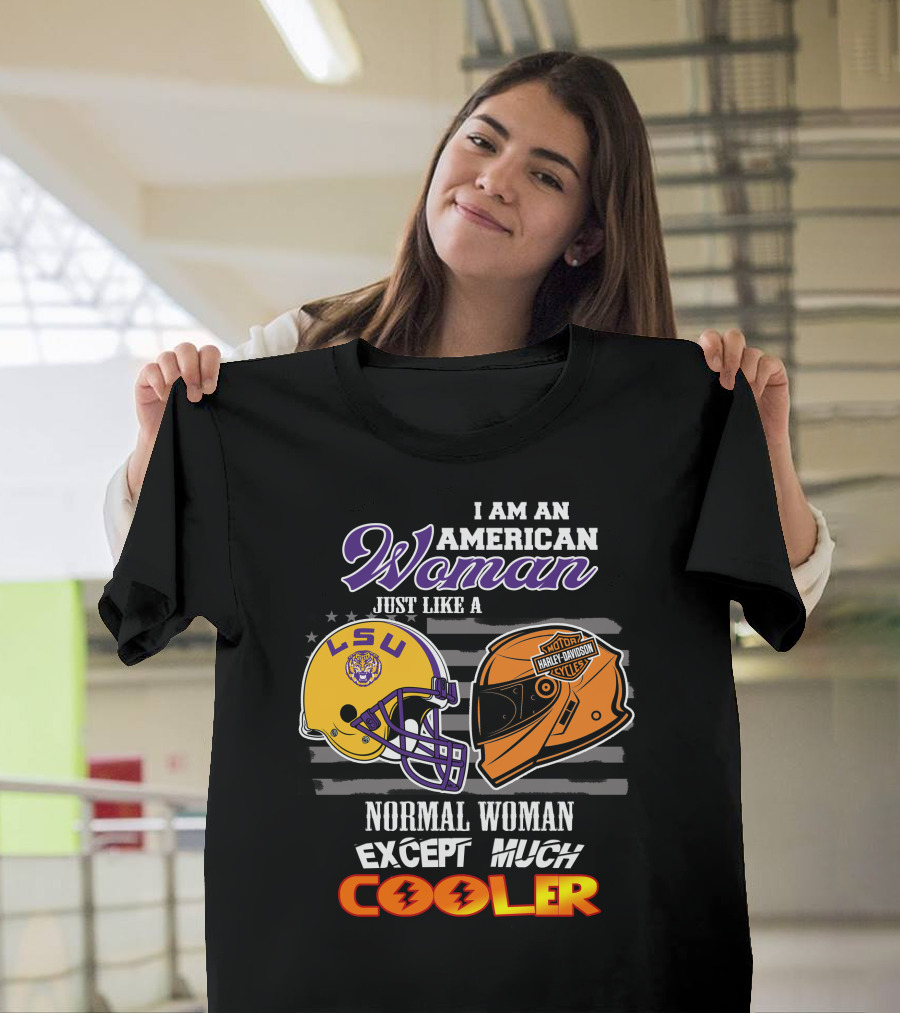 American Woman Lsu Tigers Harley Davidson Cooler T-Shirt