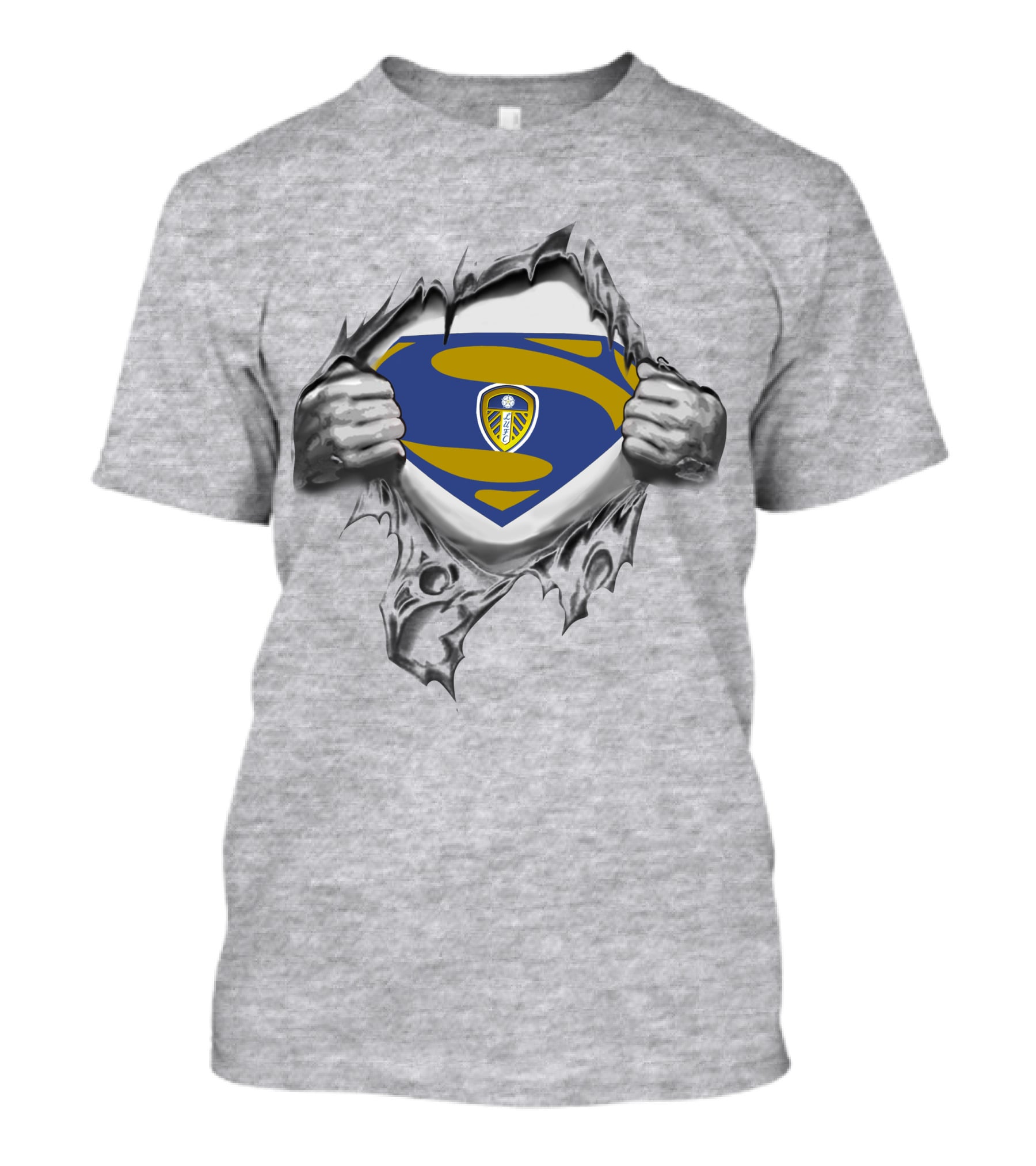 Leeds United Superman Logo Torn Fabric T-Shirt