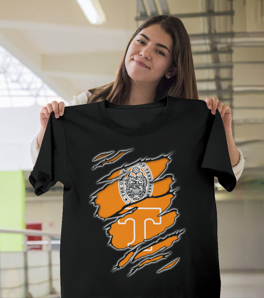 NCAA Tennessee Volunteers University Of Tennessee Seal And T Logo Orange Claw Marks T-Shirt