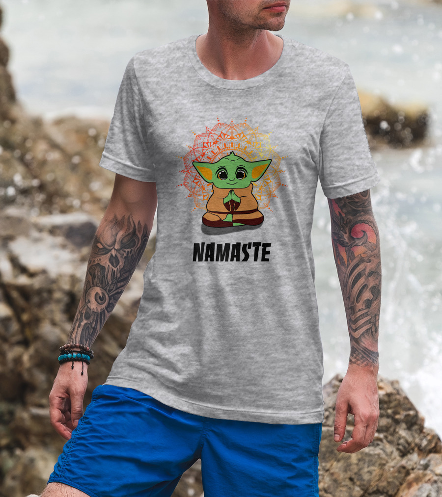 Baby Yoda Namaste Meditate Mandala T-Shirt