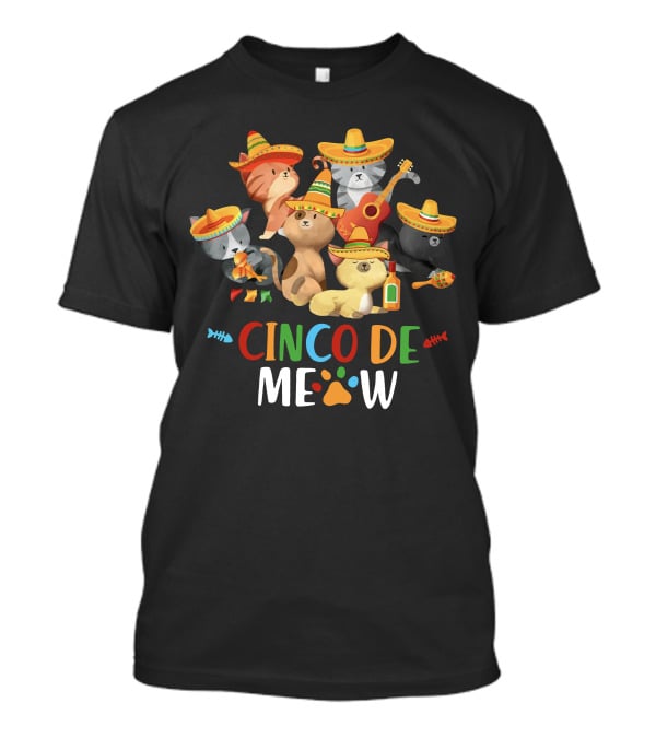 CINCO DE MEOW Sombrero Cats With Guitar And Maracas T-Shirt