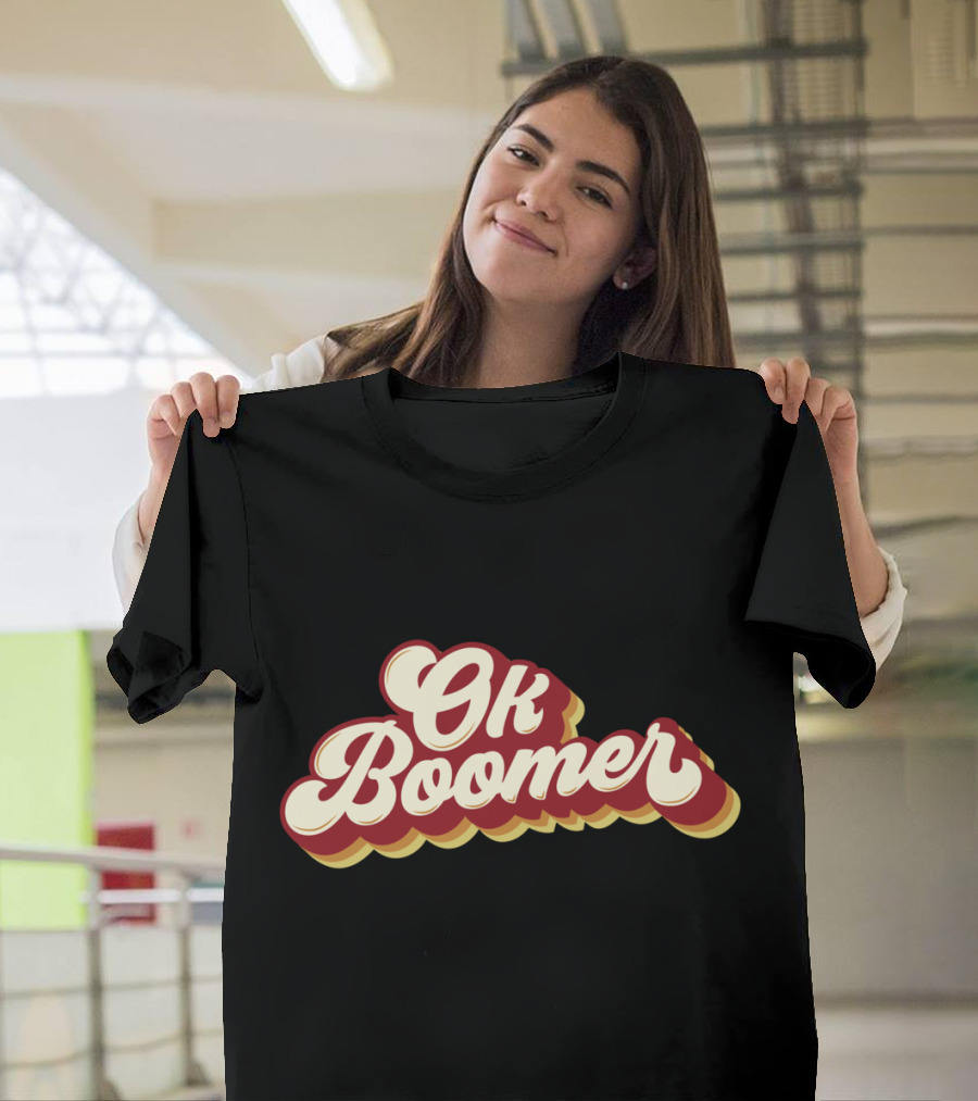 Ok Boomer Funny Meme Vintage Style Retro Typography T-Shirt