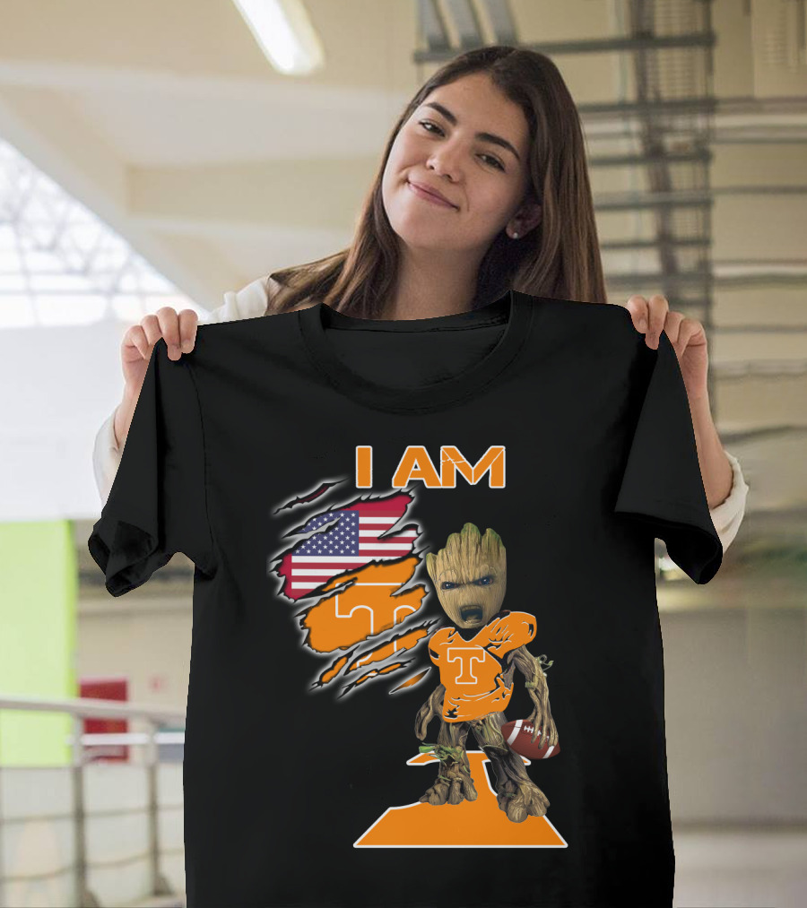 I Am Groot Tennessee Football T-Shirt American Flag T-Shirt