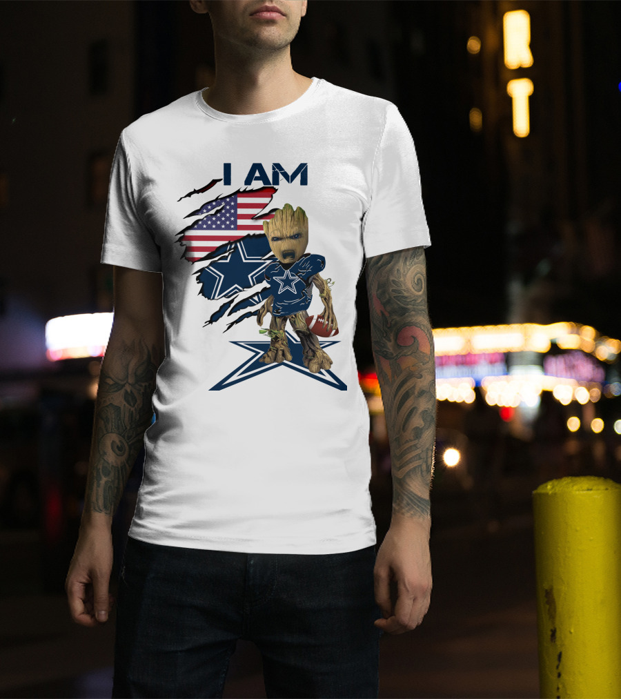 I Am Cowboys Baby Groot Star Football T-Shirt