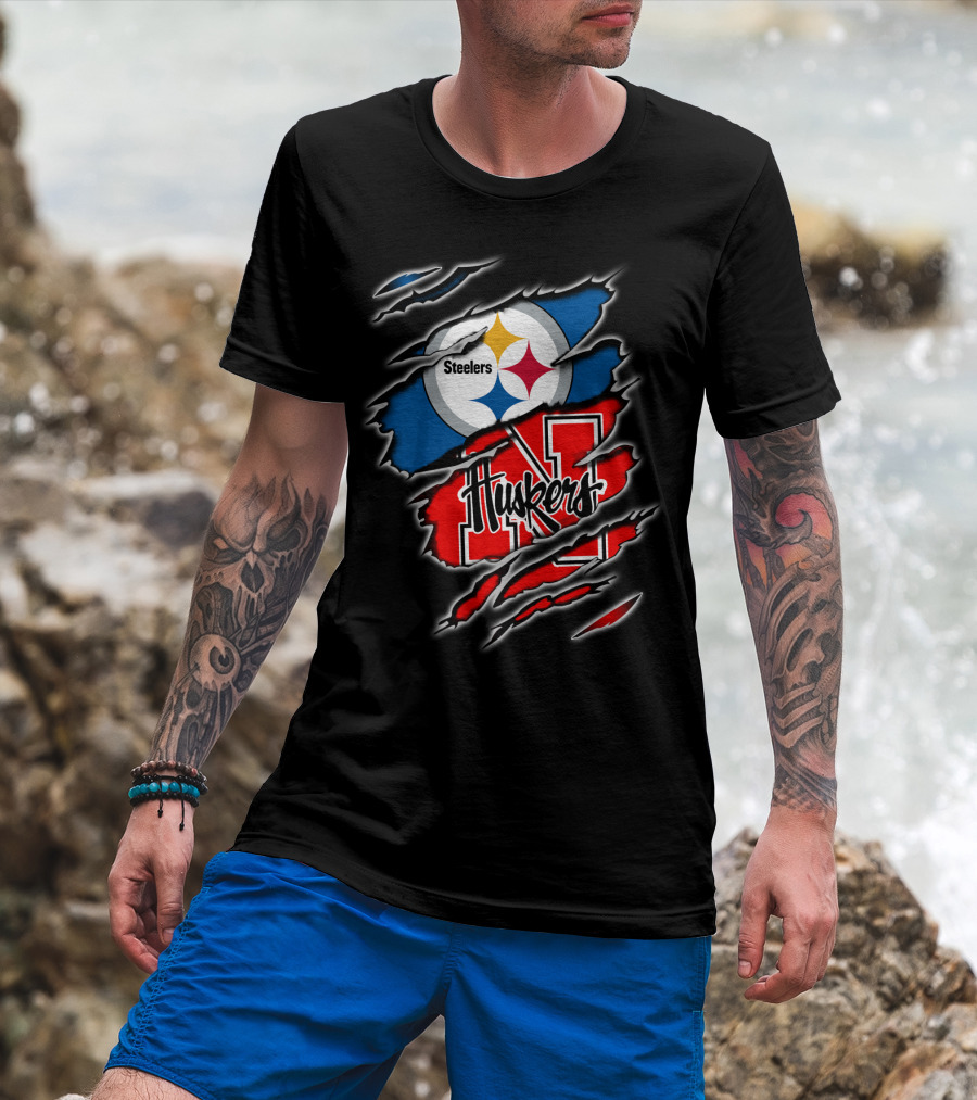 Steelers Huskers Ripped T-Shirt