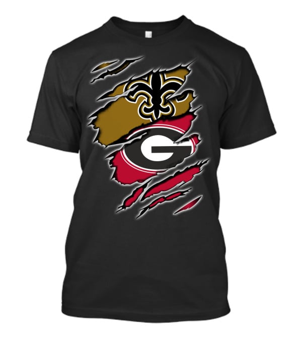 New Orleans Saints Georgia Bulldogs Logo Mashup T-Shirt