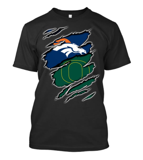 Broncos Ducks Logo Fusion With Tear T-Shirt