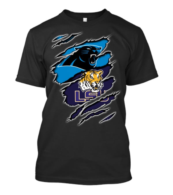 Carolina Panthers Lsu Tigers Claw Marks Logos T-Shirt
