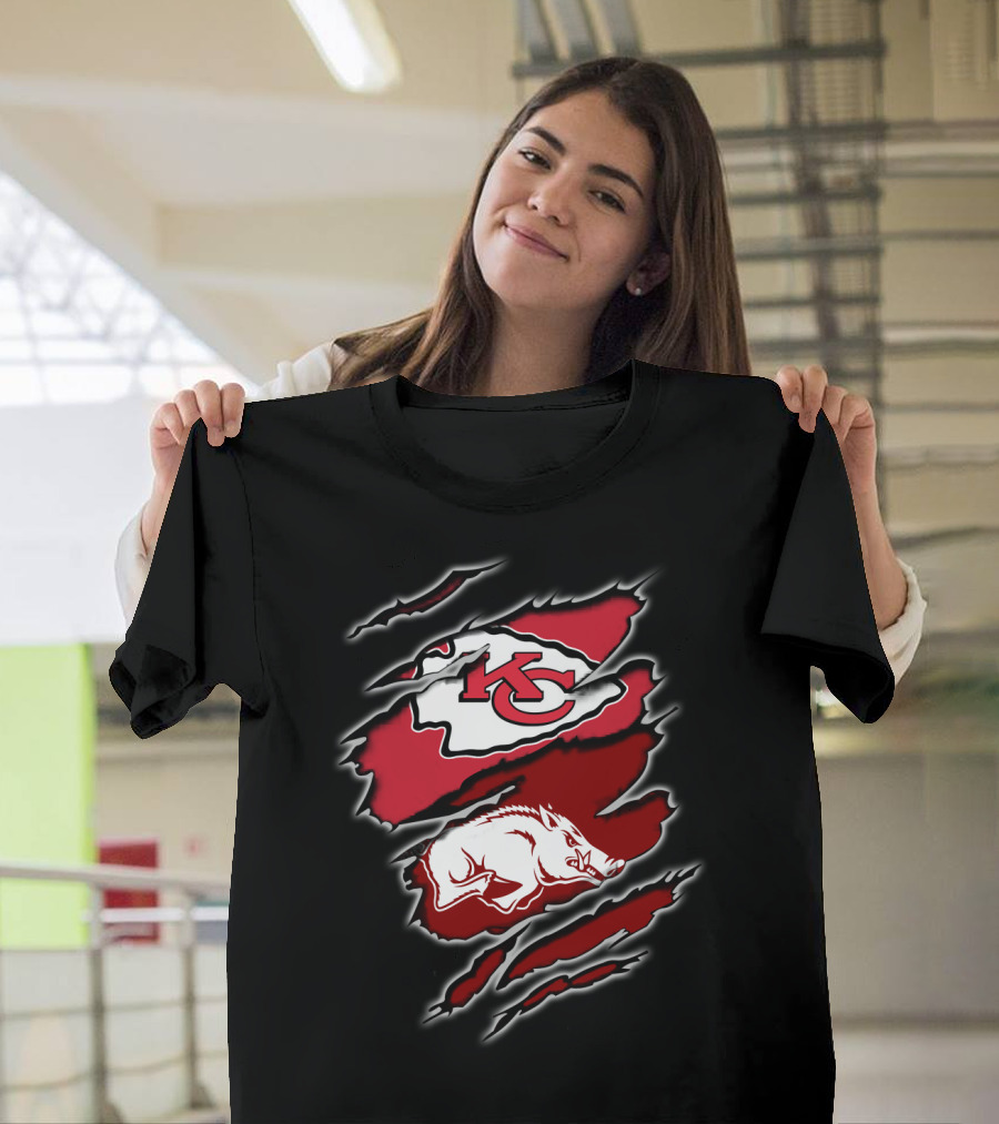 Kansas City Chiefs Arkansas Razorbacks Football Crossover T-Shirt