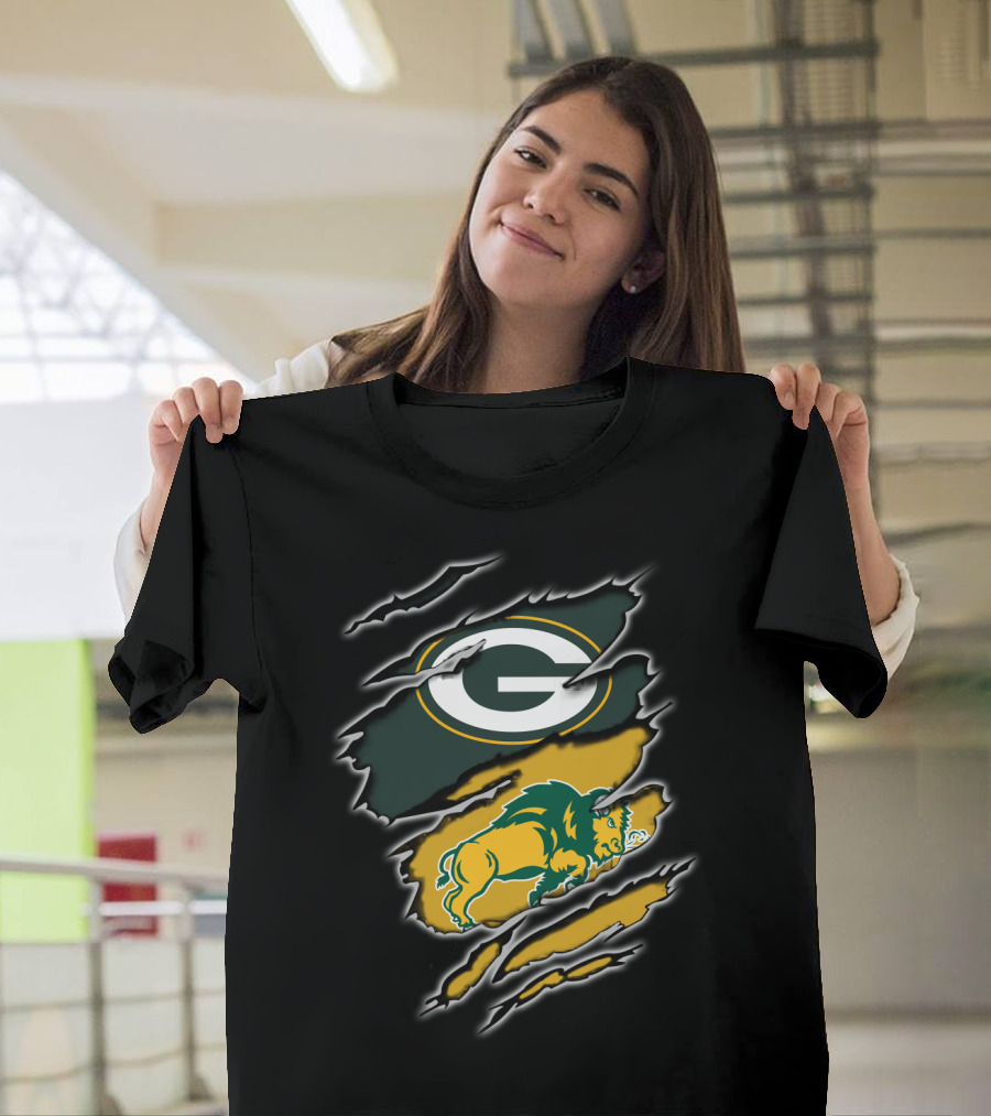 Green Bay Packers North Dakota State Bison Logo Mashup T-Shirt