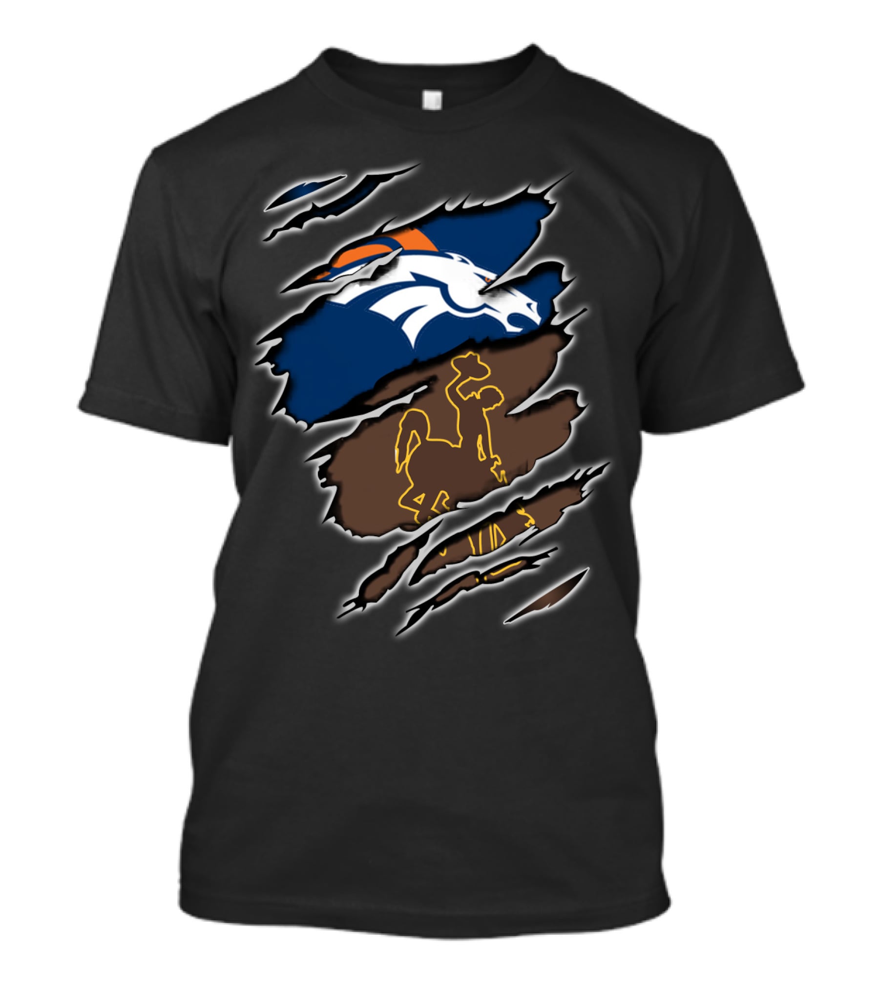 Broncos Wyoming Horse And Cowboy Iconic Symbol Collaboration T-Shirt
