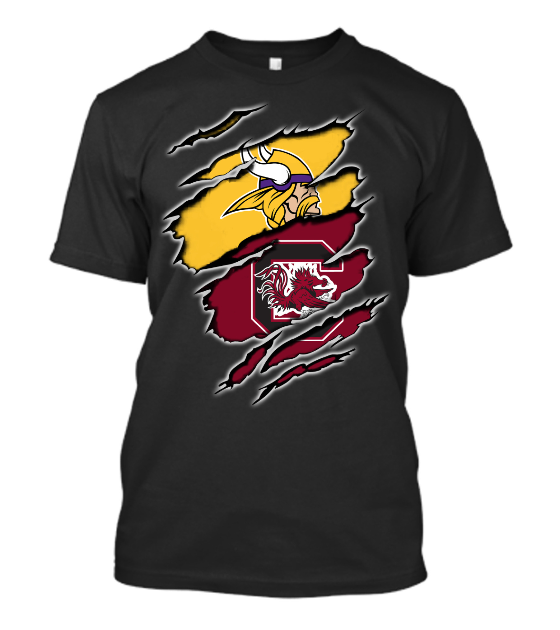 Minnesota Vikings South Carolina Gamecocks Scratched Logo Fusion T-Shirt