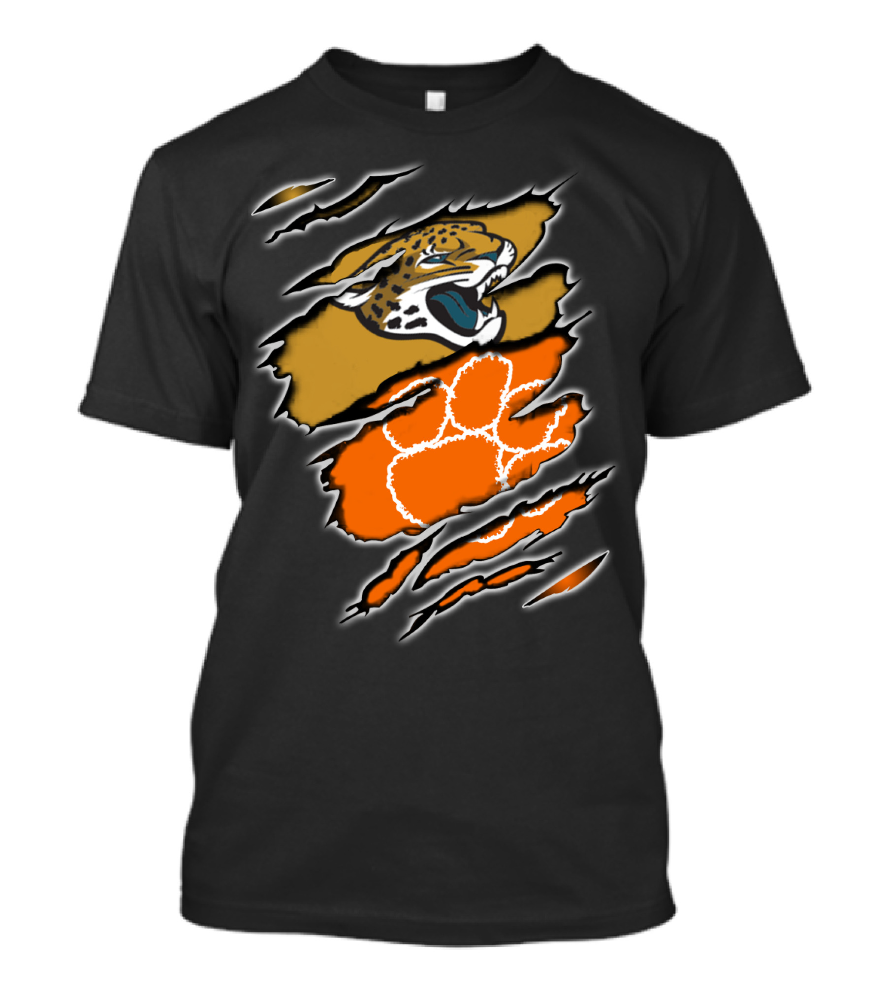 Jaguars Clemson Roaring Feline With Tiger Paw Claw Marks T-Shirt