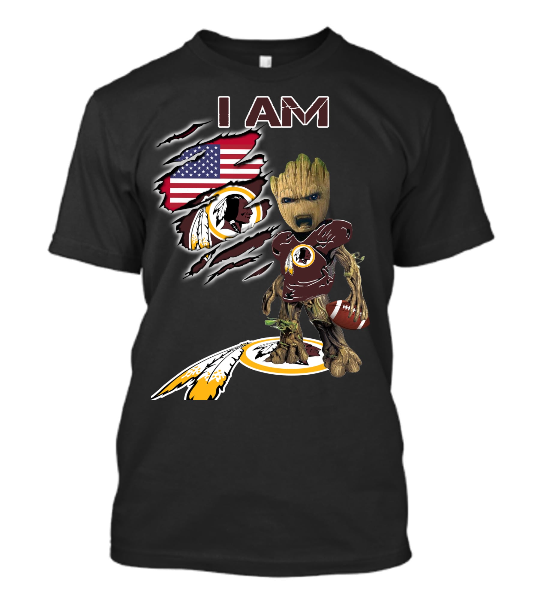 I Am Groot Washington Football Team Fan Usa Flag T-Shirt