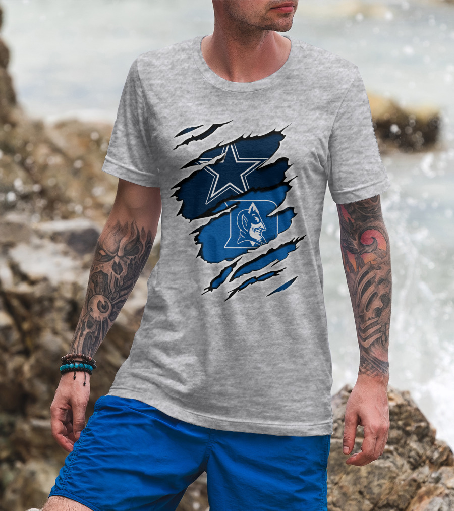 Dallas Cowboys Star Duke Blue Devils Tear T-Shirt