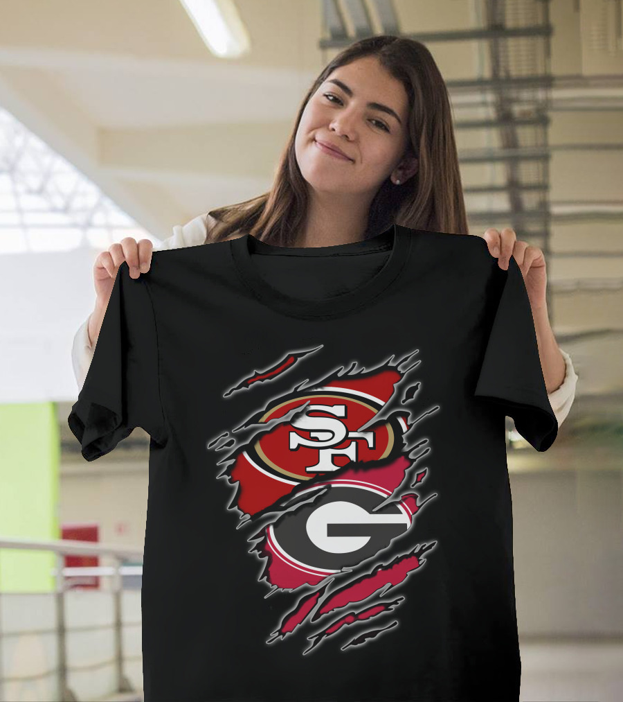 49ers Georgia Bulldogs Sf And G Logo Merge T-Shirt