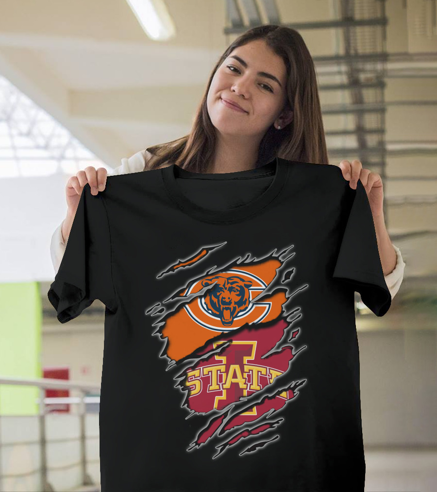 Chicago Bears Iowa State Cyclones Torn Graphics T-Shirt