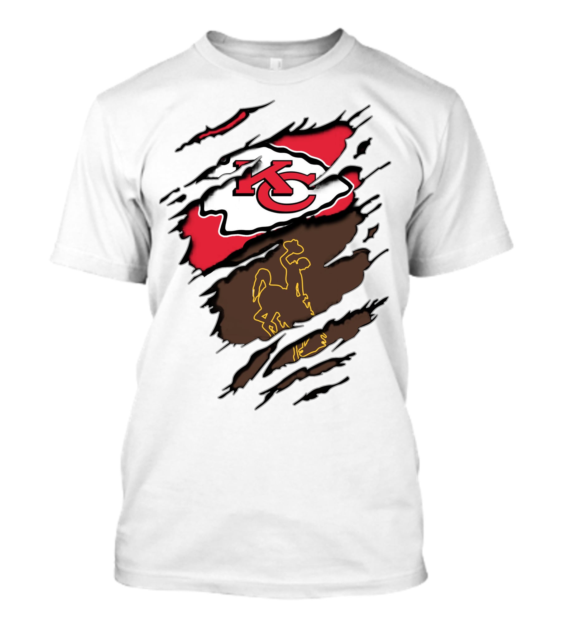 Kansas City Chiefs Wyoming Cowboys Logo Mashup T-Shirt