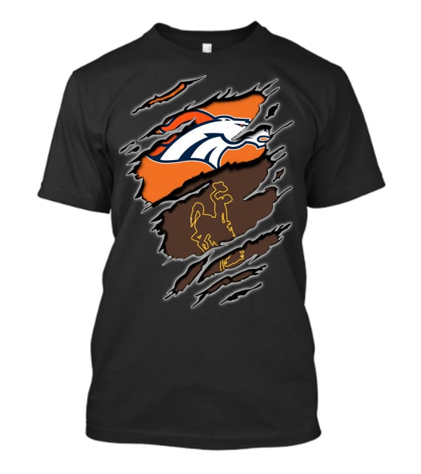 Broncos Wyoming Horse Logo With Cowboy And Horse Elements T-Shirt