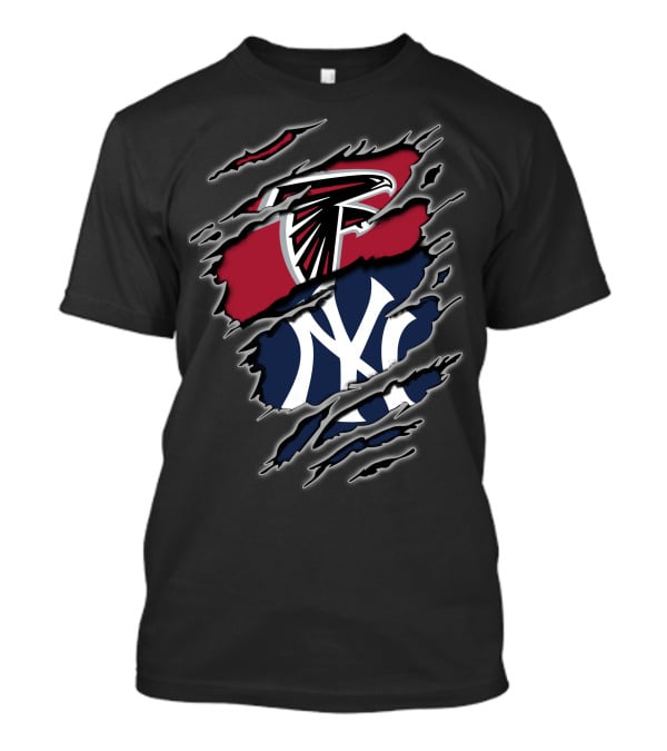 Atlanta Falcons And New York Yankees Torn T-Shirt