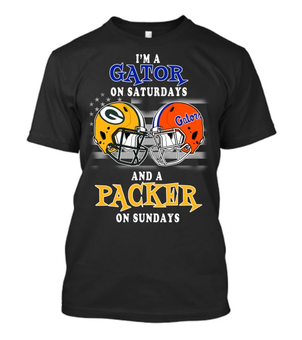 I'm A Gator On Saturdays And A Packer On Sundays Football Helmets T-Shirt