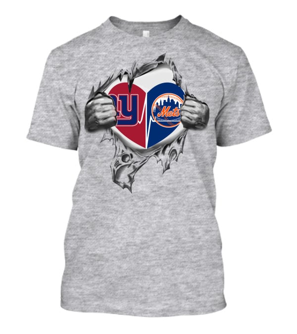New York Giants Football And New York Mets Baseball Heart T-Shirt