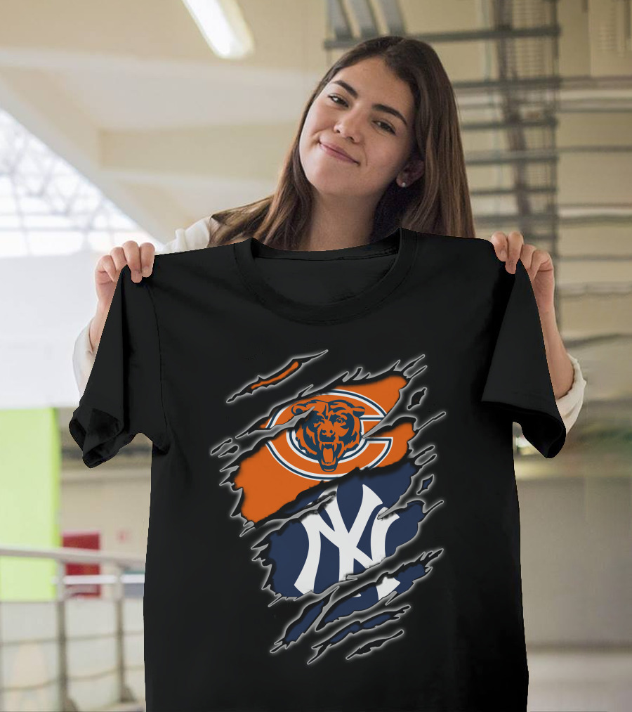 Chicago Bears New York Yankees Crossover T-Shirt