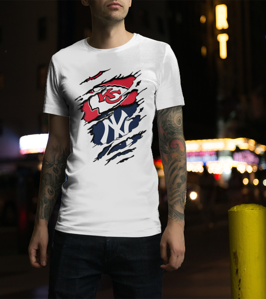 Kansas City Chiefs New York Yankees Logos Clash T-Shirt