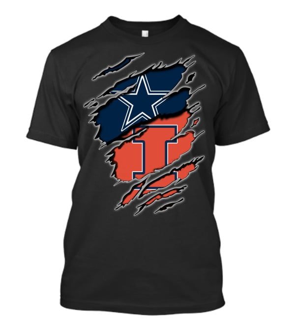Dallas Cowboys And Illinois Fighting Illini Logo Mashup T-Shirt