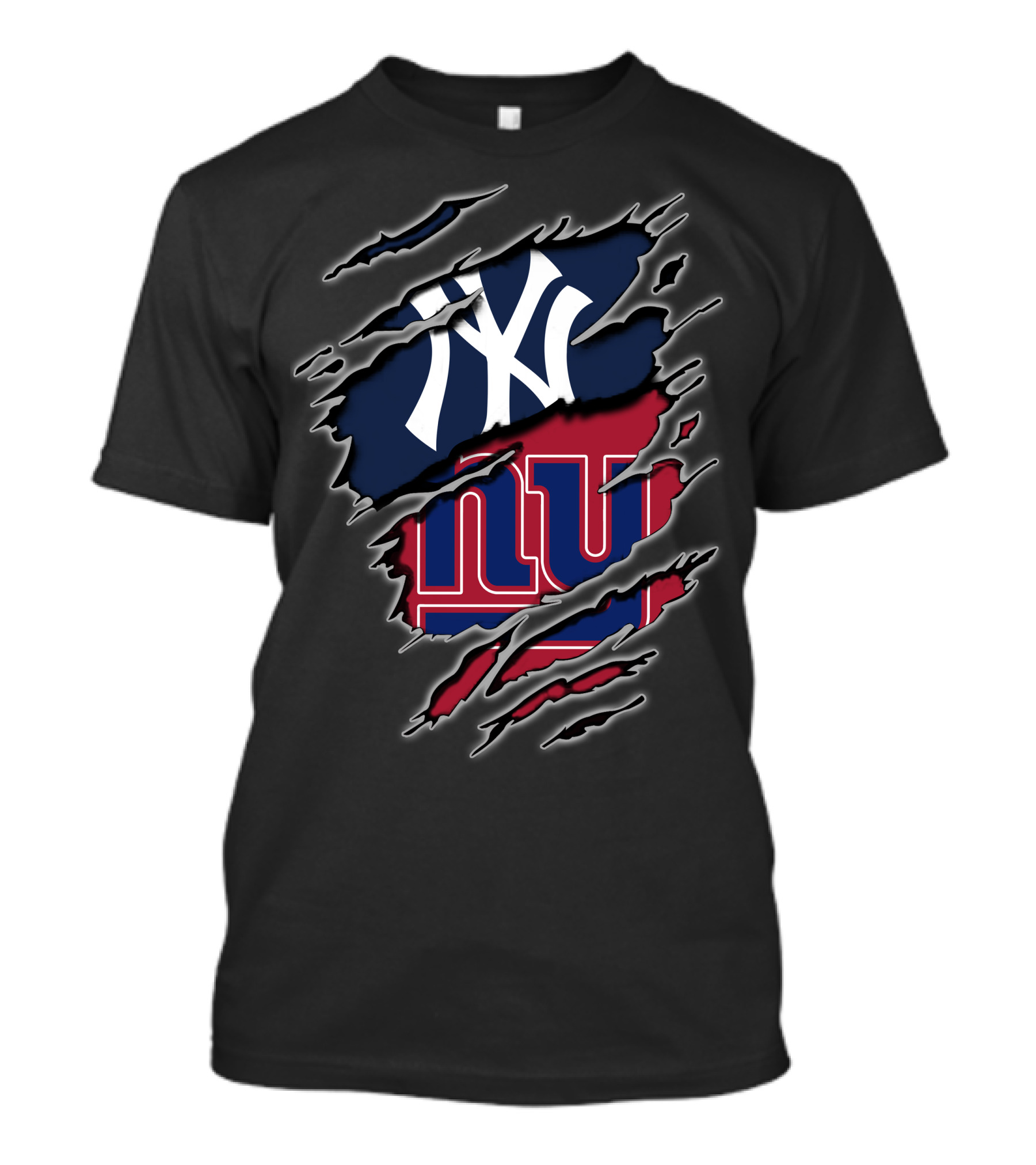 Yankees Giants Logo Fusion Tattered T-Shirt