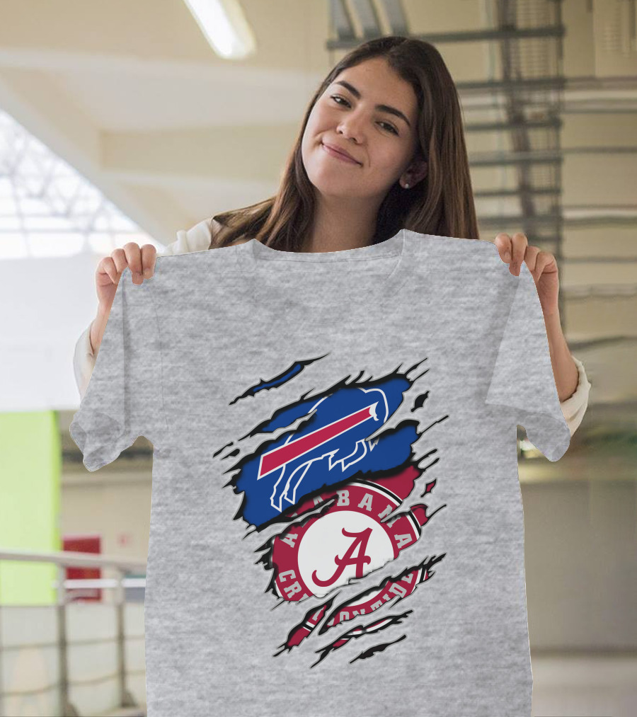 Buffalo Bills And Alabama Crimson Tide Fan Tribute T-Shirt