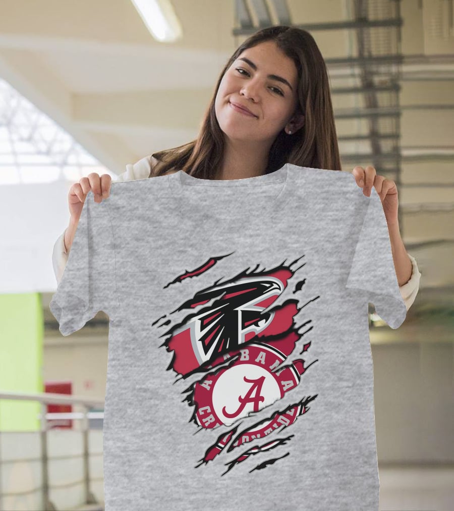 Alabama Crimson Tide Atlanta Falcons Logo Mashup T-Shirt